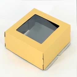 Упаковка для торта 1.0 кг с окном, дизайн 1-т-110 бежевая