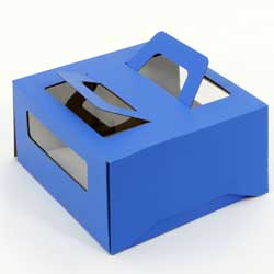 Упаковка для торта 1.0 кг, дизайн 1-т-120 (ручка&окно) голубая