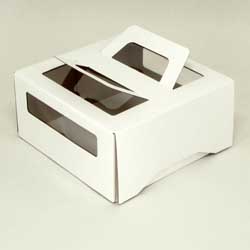 Упаковка для торта 1.5 кг, дизайн 1.5-0-130 (ручка&окно) белая
