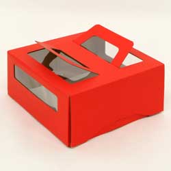 Упаковка для торта 1.5 кг, дизайн 1.5-т-130 (ручка&окно) красная