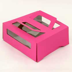 Упаковка для торта 1.5 кг, дизайн 1.5-т-130 (ручка&окно) розовая