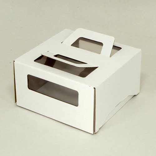 Упаковка для торта 1.0 кг, дизайн 1-0-120 (ручка&окно) белая