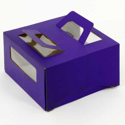 Упаковка для торта 2.0 кг, дизайн 2-т-170 (ручка&окно) фиолетовая