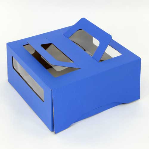 Упаковка для торта 1.5 кг, дизайн 1.5-т-130 (ручка&окно) голубая