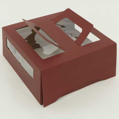 Упаковка для торта 1.5 кг, дизайн 1.5-т-130 (ручка&окно) шоколад.